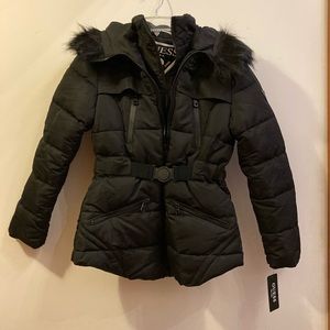 Guess Women’s Faux Fur Trim Hooded Parka Puffer Jacket